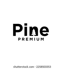 Diseño del icono del logotipo inicial de la letra del árbol de pinos simple