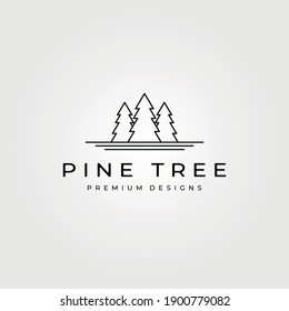 pine tree line art logo minimalist vector symbol illustration design