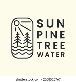 Logo der Kiefer-Linie, Vektorgrafik-Logo-Vorlage Illustration Design. Sonnen- und Wasserlogo-Konzept