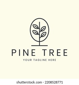 pine tree line art logo vector minimalist template illustration design