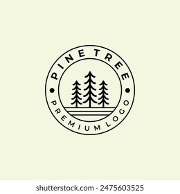 pine tree line art logo vector illustrator design