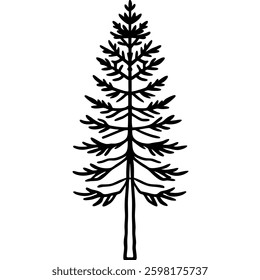 Pine Tree Line Art – Needle Leaf Illustration
