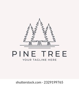 pine tree line art vector logo icon and symbol template illustration design