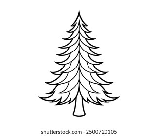 pine tree line art vector white background eps file