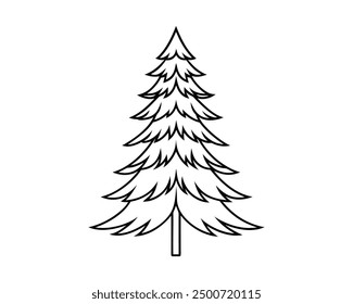 pine tree line art vector white background eps file