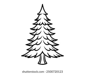 pine tree line art vector white background eps file