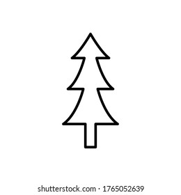 Icono de línea de árbol de pino en fondo blanco