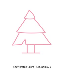 Pine tree line style icon design, Nature plant winter season environment natural and ecology theme Vector illustration