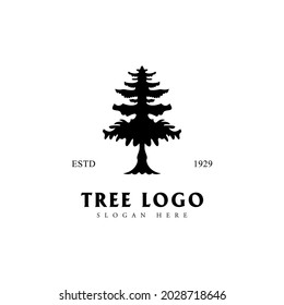 pine tree logo in classic style. tree logo with farming theme