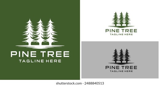 Diseño del logotipo del árbol de pino para la compañía de negocios