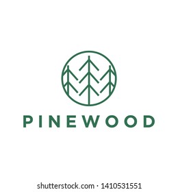 Pine tree logo design for environment and outdoor