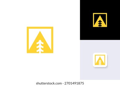 Plantilla de Vector de ilustración de diseño de logotipo de árbol de pino