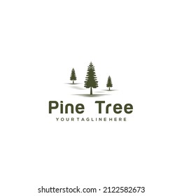 Motiv für das Logo des Pinienbaums, Vektorgrafik, Natur, Wald 