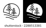 pine tree logo design line icon vector illustration