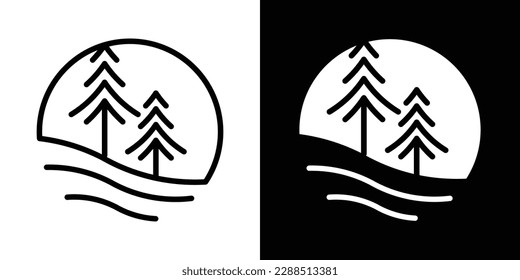 pine tree logo design line icon vector illustration