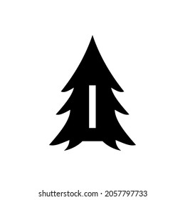 Logo-Design der Pine-Tree auf Buchstabe I-Vorlage. Pine Tree Hotel Resort Woodpark Logo Design