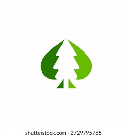 Pine tree logo design with poker card symbol concept.