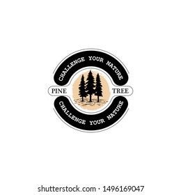 pine tree logo design template, vintage pine tree illustration