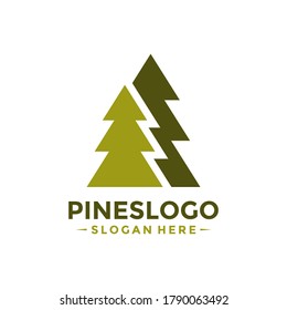 Pine Tree Logo Design Template. Vector Illustration.