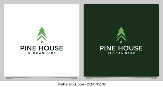 Pine tree Logo Design Template with house building logo vector design template.