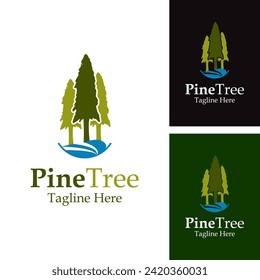 Pine Tree Logo Design Template. Monochrome Illustration With a Wild Spruce Logo.