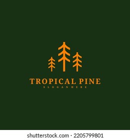 Pine Tree logo design vector template, Tropical forest logo concepts illustration.
