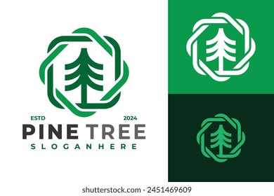 Ilustración de Vector de diseño de logotipo de árbol de pino