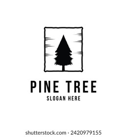 Pine tree logo design vintage retro style
