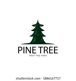 logo de árbol de pino diseño de emblema del vector del abeto verde evergreen