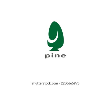 Pine Tree Logo. Geometric Shape Green Pine Tree Isolated on White Background. Usable for Nature, Business and Branding Logos. Flat Vector Design Template Element