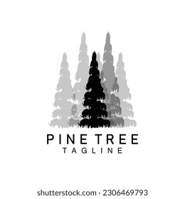 Pine Tree Logo, Green Plant Vector, Tree Silhouette Design, Icon, Illustration, Template