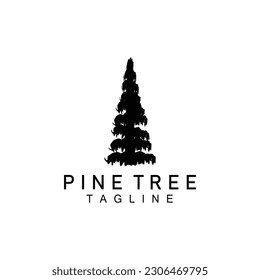 Pine Tree Logo, Green Plant Vector, Tree Silhouette Design, Icon, Illustration, Template