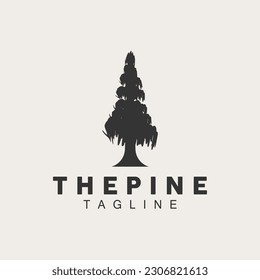 Pine Tree Logo, Green Plant Vector, Tree Silhouette Design, Icon, Illustration, Template