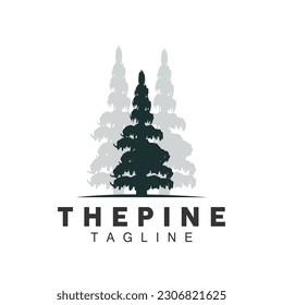 Logotipo de árbol de pino, vector de planta verde, diseño de silueta de árbol, icono, ilustración, plantilla