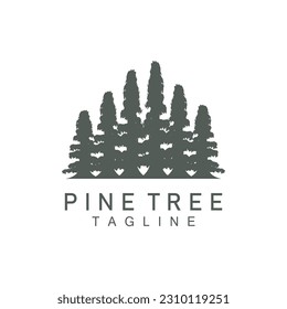 Logotipo de árbol de pino, vector de planta verde, diseño de silueta de árbol, icono, ilustración, plantilla