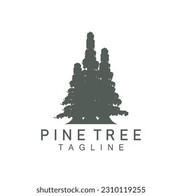 Pine Tree Logo, Green Plant Vector, Tree Silhouette Design, Icon, Illustration, Template