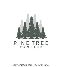 Pine Tree Logo, Green Plant Vector, Tree Silhouette Design, Icon, Illustration, Template