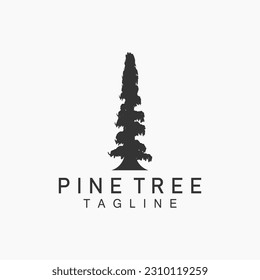 Logotipo de árbol de pino, vector de planta verde, diseño de silueta de árbol, icono, ilustración, plantilla