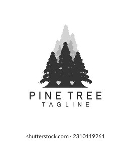 Pine Tree Logo, Green Plant Vector, Tree Silhouette Design, Icon, Illustration, Template