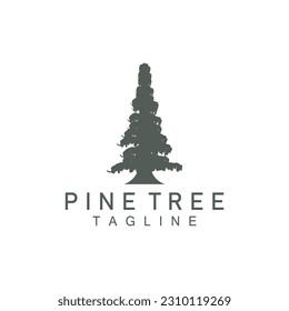 Pine Tree Logo, Green Plant Vector, Tree Silhouette Design, Icon, Illustration, Template