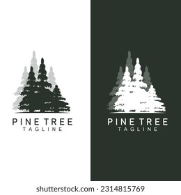 Pine Tree Logo, Green Plant Vector, Tree Silhouette Design, Icon, Illustration, Template