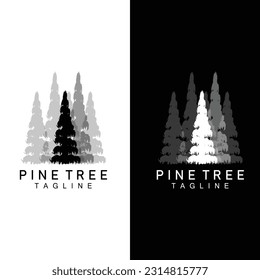 Pine Tree Logo, Green Plant Vector, Tree Silhouette Design, Icon, Illustration, Template