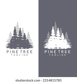 Logotipo de árbol de pino, vector de planta verde, diseño de silueta de árbol, icono, ilustración, plantilla