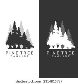 Pine Tree Logo, Green Plant Vector, Tree Silhouette Design, Icon, Illustration, Template