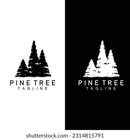 Pine Tree Logo, Green Plant Vector, Tree Silhouette Design, Icon, Illustration, Template