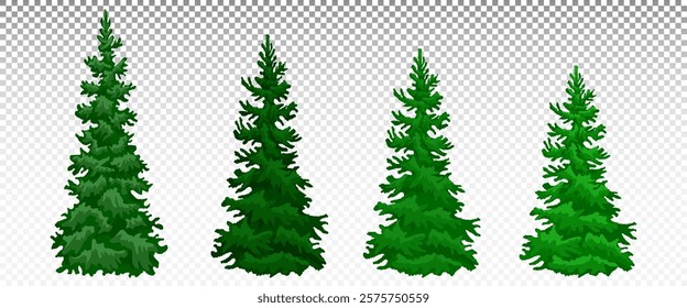 Pine Tree Logo, Green Plant Vector, Tree Silhouette Design, Icon, Illustration, Template.Set of forest pine trees.Eps 10