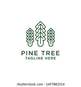 Ilustración del vector de plantillas de diseño de logotipo de árbol de pino