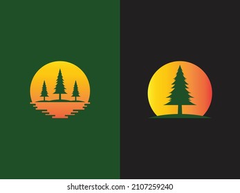 Pine Tree Logo Icon Design Template Vector Illustration
