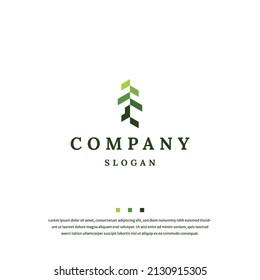 Plantilla de diseño de icono de árbol de pino vectorial plano
