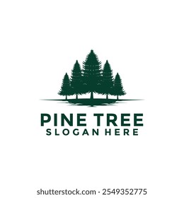 Pine Tree logo icon design illustration vector, Evergreen logo design template